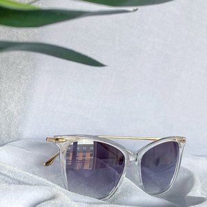 Classic Clear Framed Tinted Sunglasses w/ Gold Details